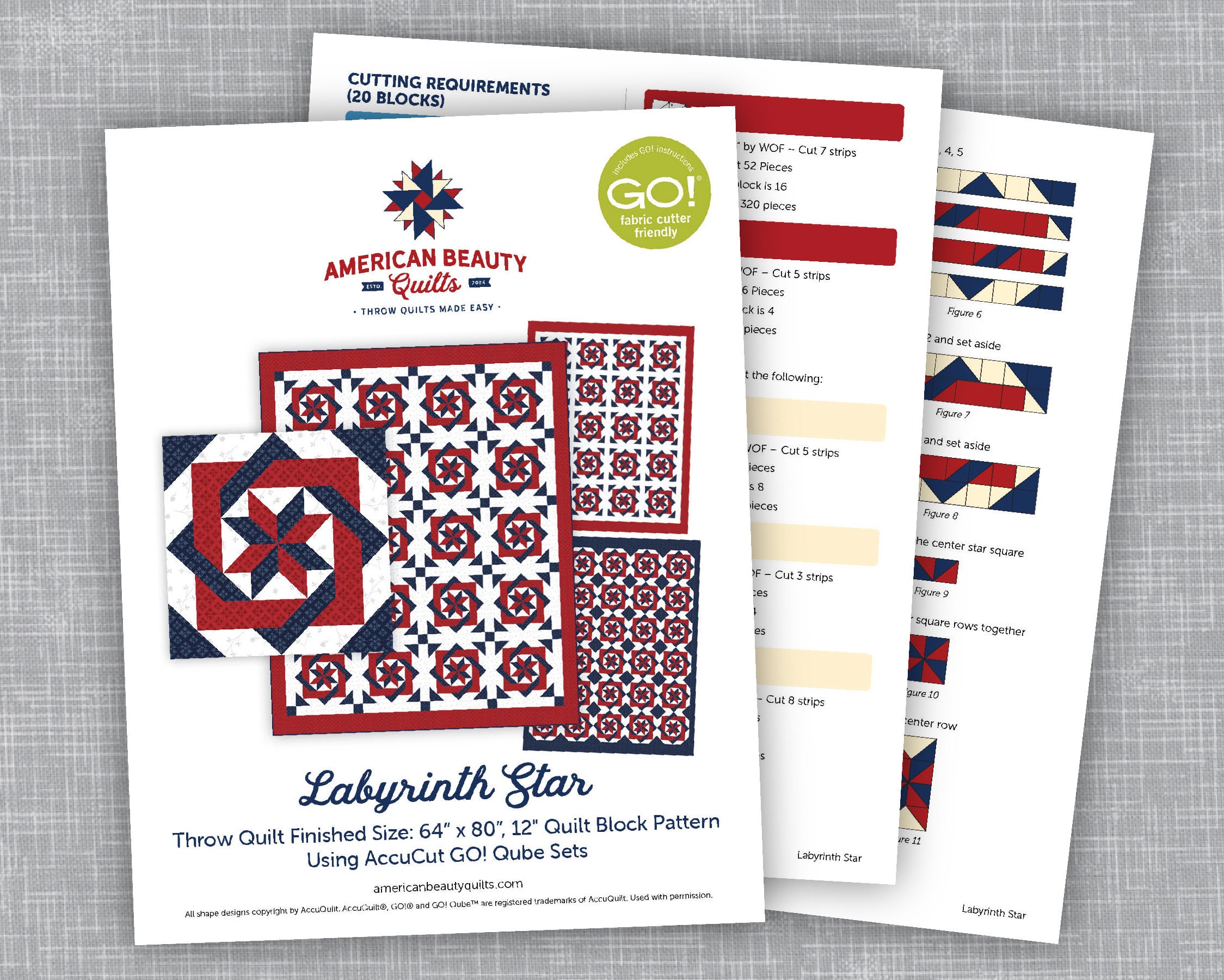 Labyrinth Star Quilt Pattern Using Accuquilt GO for 12 Block and 64