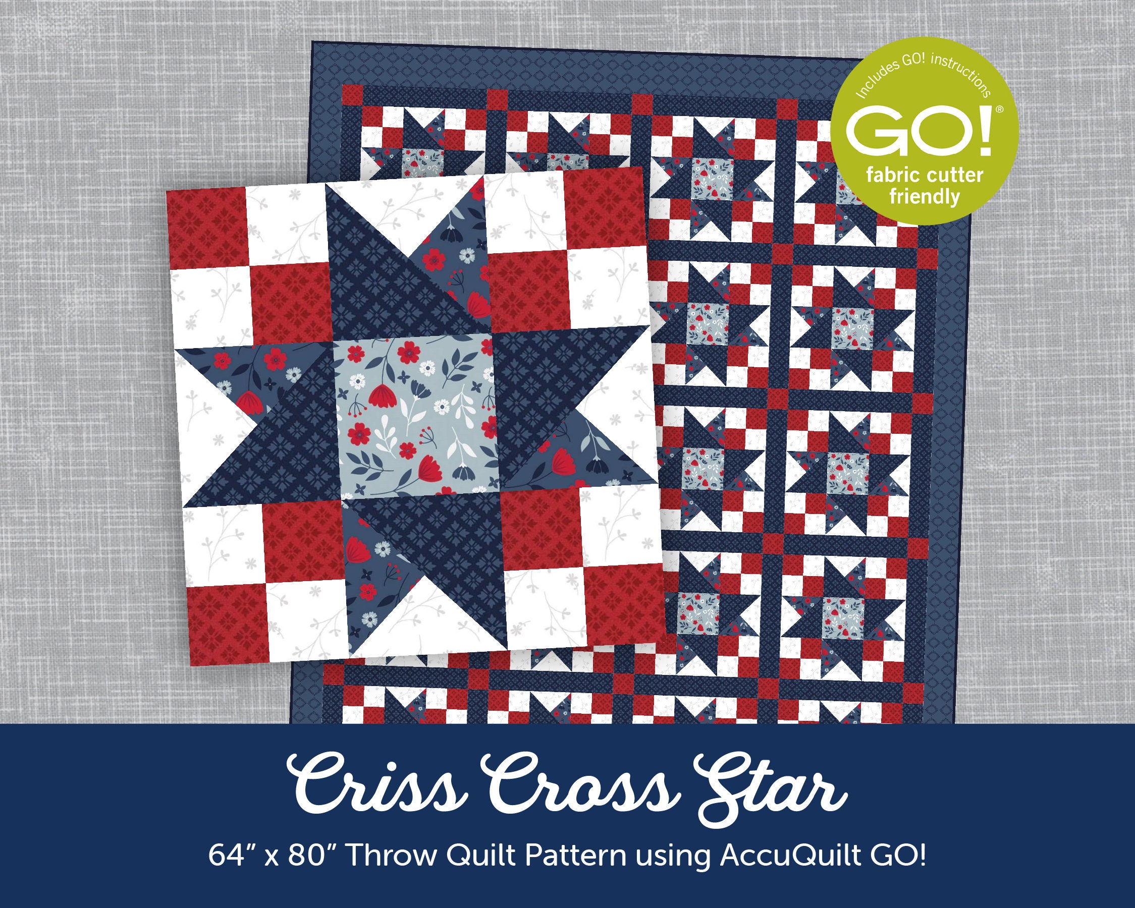Criss Cross Star Digital Quilt Block Pattern Using Accuquilt