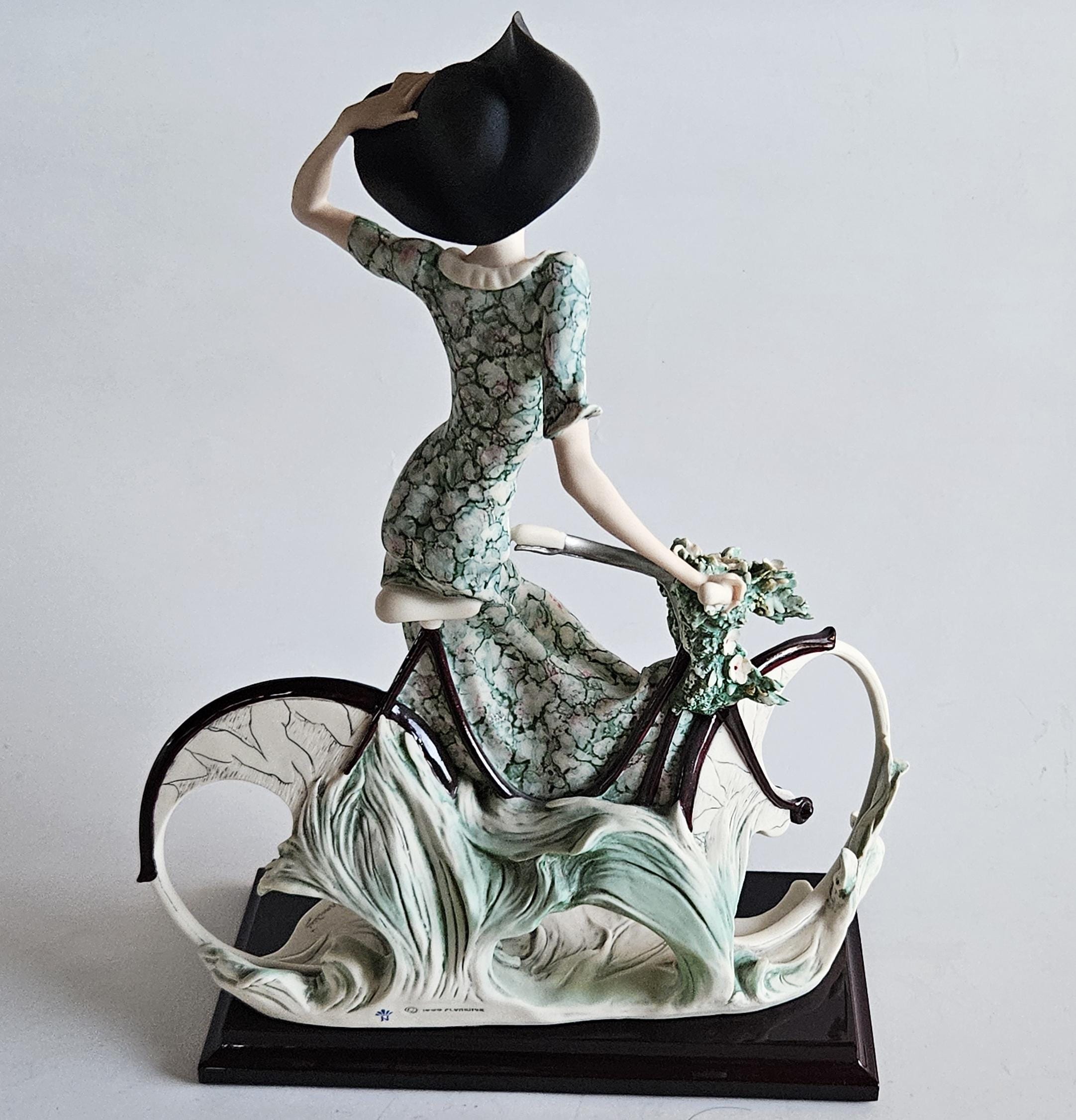 Cyf-giuseppe Armani “lady With Bicycle” 1999 Florence Sculpture