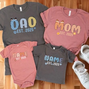 Custom Name Blue Dog Family Shirt Matching Shirts Custom Blue Dog Shirts Family Tee Custom Birthday Team Party Shirts Personalized Shirt