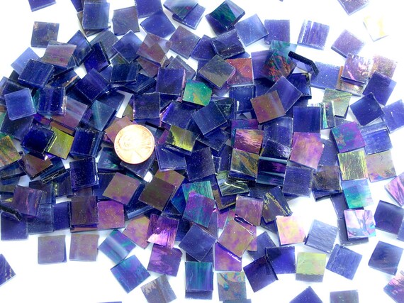 Grape Iridescent Mosaic Tile Hand Cut From Spectrum Stained | Etsy
