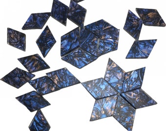 50 Blue Champagne Mosaic Small Diamond Tiles 1" Long, Van Gogh VG3CH