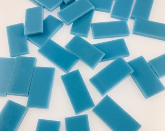 25 Turquoise Blue Mosaic Tile Borders 1/2" X 1" Cut From Spectrum Fusible Stained Glass