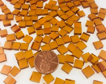 Transparent Medium Amber, 100 1/4" Square Mosaic Tiles, 110.8w Waterglass