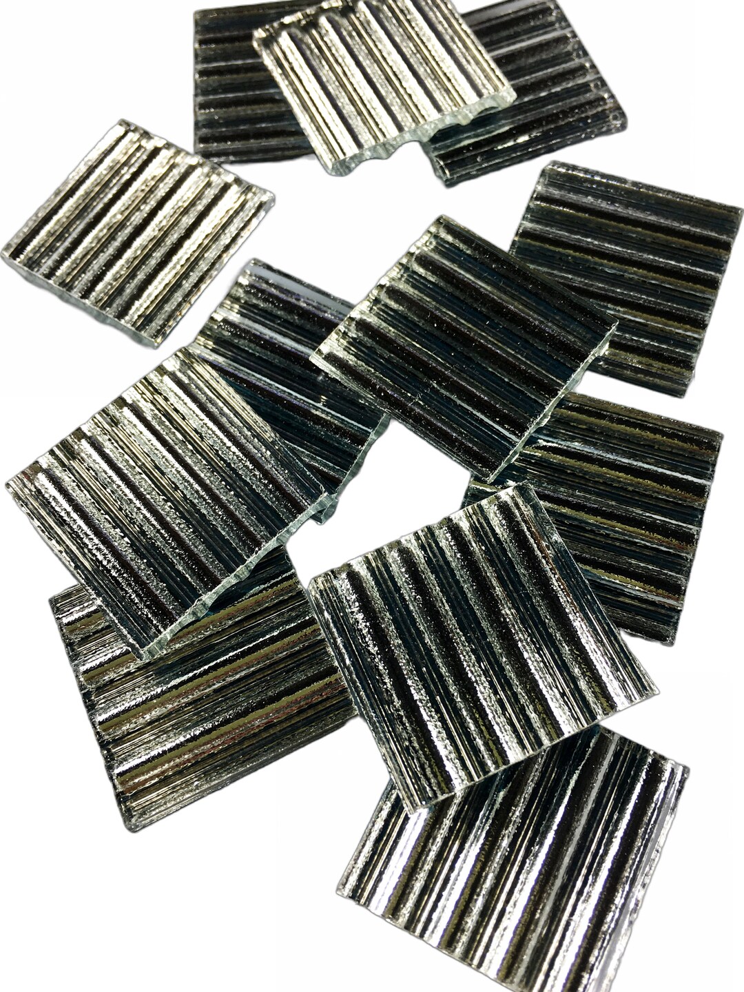 50 Silver Reed Mirror 3/4 Square Mosaic Tiles - Etsy