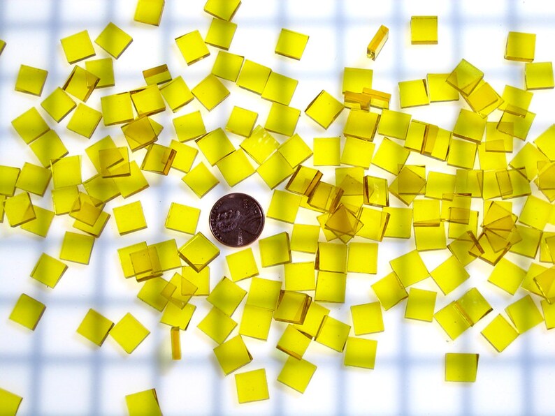 Choose From 3 Shapes /& 12 Different Sizes Perfect for Mosaic Art Crafts Yellow Waterglass Mosaic Tile Hand Cut Spectrum Stained Glass