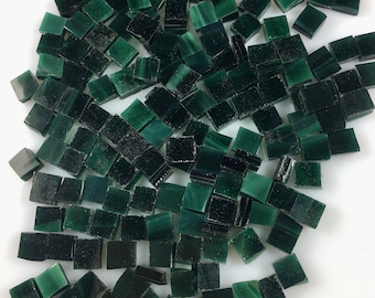 200 1/4" Square Hunter Green Mosaic Tiles Hand Cut From Original Spectrum, Stained Glass Tiles are Perfect for Mosaic Art & Craft Projects!