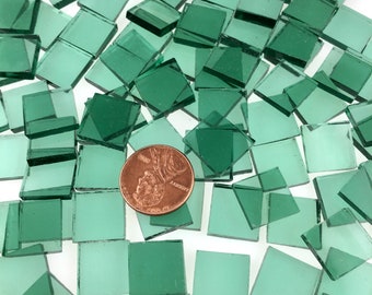 100 Sea Green 1/2" Square Stained Glass Mosaic Tiles Transparent Waterglass