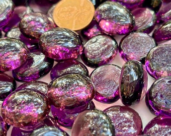 40 Purple Glass Cabochons, 3/4" Flat Backed Glass Gems