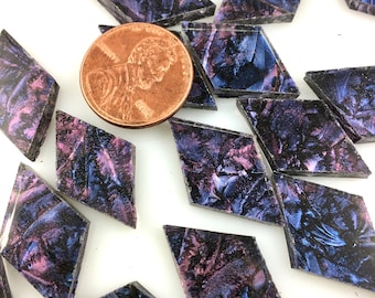 100 Blue Purple Small Diamond Tiles 1" Long, Van Gogh VG340