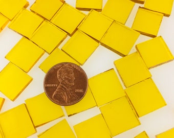 100 Yellow 1/2" Square Mosaic Tiles, 161w Transparent Waterglass