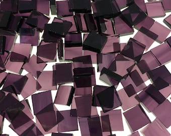 100 Deep Violet Pale Purple 3/8" Square Mosaic Tiles, Transparent #444-1W Waterglass