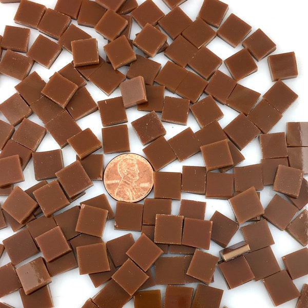 100 Chestnut Brown 3/8" Square Mosaic Tiles, COE 96 Fusible