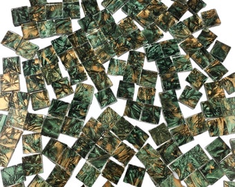 100 Green Bronze 3/8" Square Mosaic Tiles, Van Gogh VG120