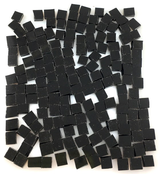 100 3/8 Black Opal Mosaic Tile Hand Cut From Oceanside COE 96 Fusible Stained Glass Fusing or Crafting! Perfect for Mosaic Art