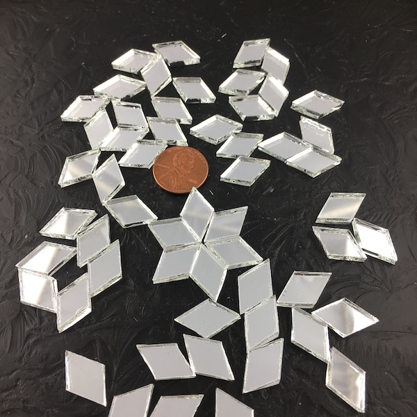 100 Silver Mirror Glass Tiny Diamond Mosaic Tiles 3/4" Long