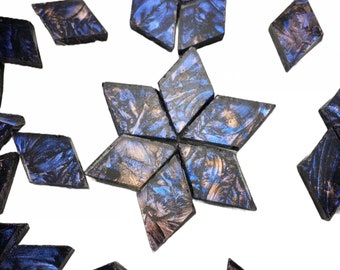 100 Blue Champagne Mosaic Tiny Diamond Tiles 3/4" Long, Van Gogh VG3CH