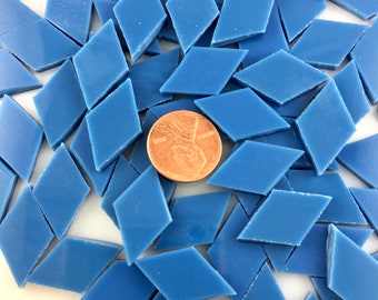 100 Blue Mosaic Small Diamond Tiles 1" Long, "Mariner Blue" #233.75 System 96 Fusible