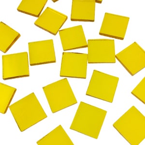 50 Clear Yellow 3/4" Square Mosaic Tiles, 161w Transparent Waterglass