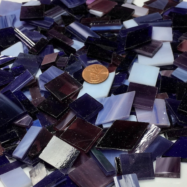 Purple Stained Glass, More Than 100 Mosaic Tiles, Random Sizes Shapes and Shades