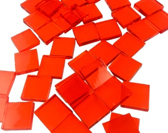 50 Orange 3/4" Square Mosaic Tiles, Spectrum 171w Transparent Waterglass