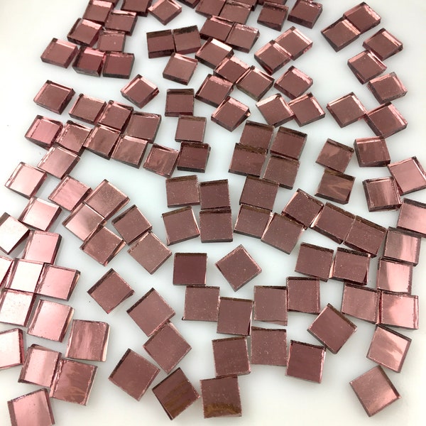 100 Rosy Purple Mirror 3/8" Square Mosaic Tiles "Rose Blush"