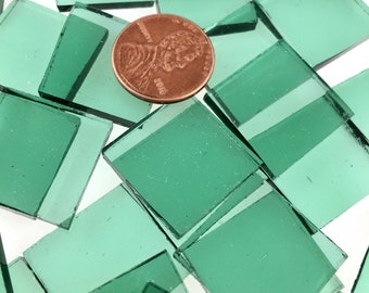 50 Sea Green 3/4" Square Mosaic Tiles, Transparent Spectrum Waterglass