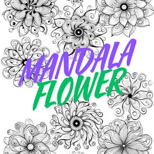 MANDALA FLOWERS - 10 Coloring Mandala Pages. Printable & Digital Mandala Coloring Book Stress Relief. Digital PDF Download. Mandala Ring.