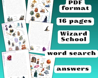 Wizard School Word Search Printable: Magical Fantasy Game (PDF)