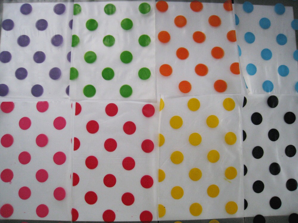 Kawaii polka dot plastic gift bags in assorted color set of Etsy