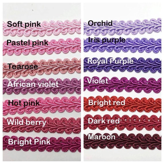 burgundy color sold by 10 yards braided gimp trim 1//2 inch gimp