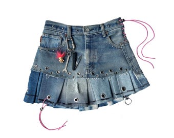 Custom PUNK Y2K MINI KILT Handmade Upcycled Skirt