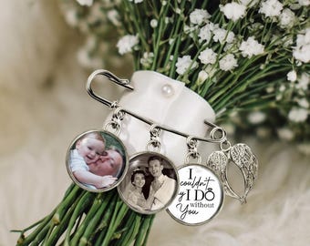 Personalized Wedding Photo Charm, Custom Memorial Bridal Bouquet, Groom Memorial Pin for Remembering Loved Ones, Wedding Memorial Gifts