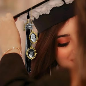 MOTICIUS Custom Graduate Photo Charm Tassel For Graduation Cap Decorations Personalized Memorial Graduation Tassel With Angel Wings Custom Memory Picture For 2025 Graduate Gifts