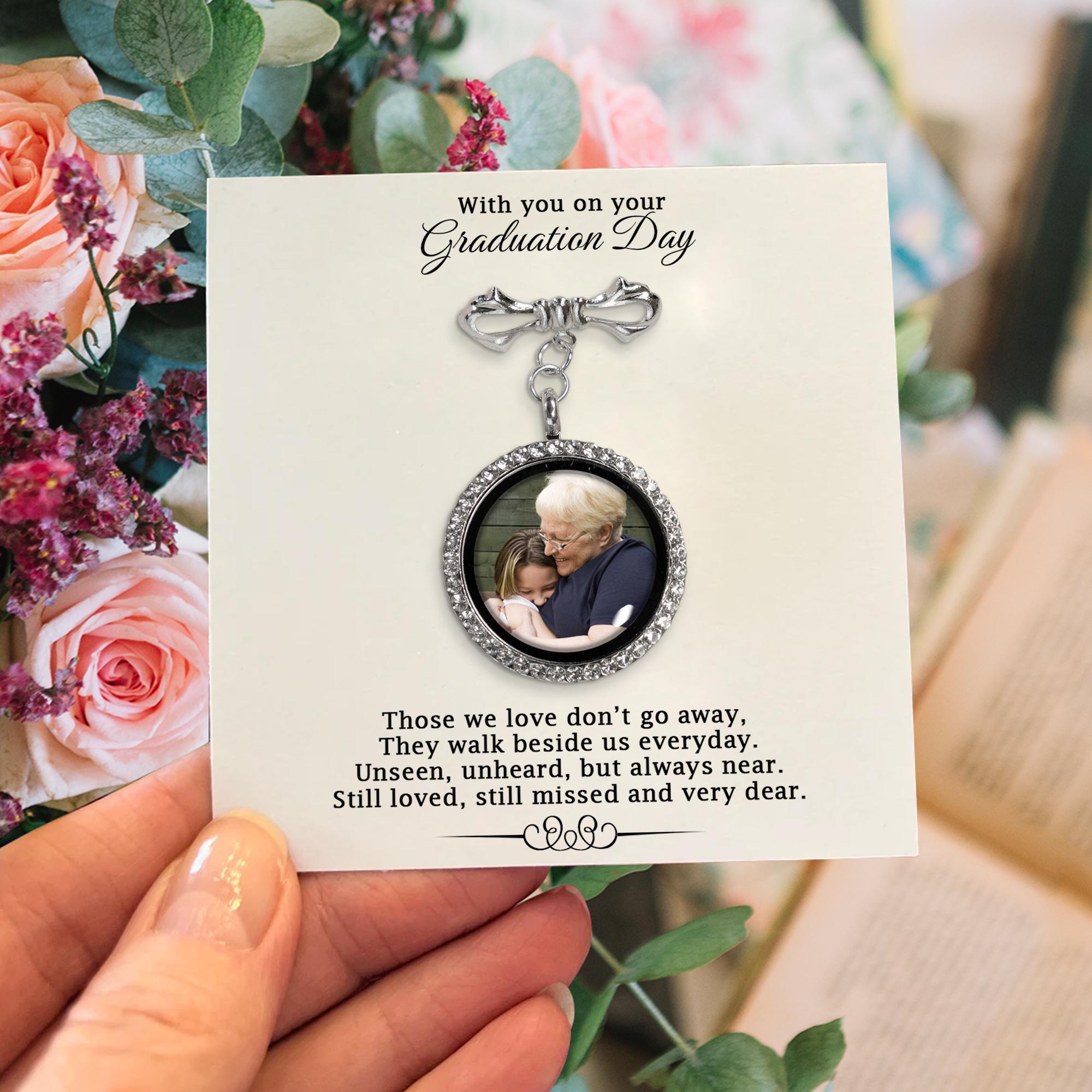 Graduation Memorial Photo Pin Charm, Custom Message Card Pin Gift Box ...