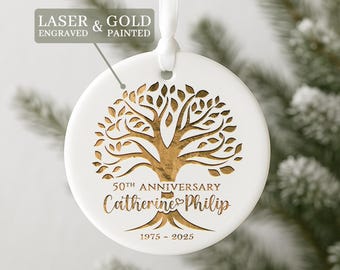 Personalized Gold Anniversary Ornament - Custom 50th Wedding Anniversary Gift, 50 Years Anniversary Gifts for Couple, Gift for Parents