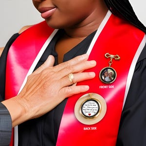 Personalized Graduation Memorial Photo Charm, Custom Photo Lapel Pin with Loving Memory Saying, Memorial Pin Graduation Gift, Grad Gown Pin
