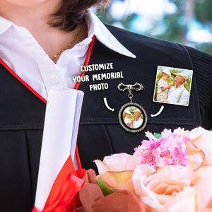 Custom Graduation Memorial Photo Pin - Personalized In Loving Memory Photo Lapel Pin, Graduation Memorial Gift for Loss Of Loved One