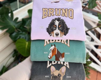 Custom Dog Sweatshirt, Embroidered Dog Hoodie, Custom Dog Face Embroidered Sweatshirt From Photo, Pet Lovers Gift, Christmas Gift For Mom