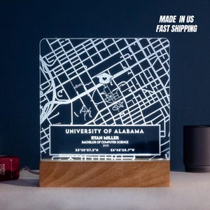 College Graduation Gifts for Men, Custom Campus Map Night Light, Unique Grad Gifts for Him, Gifts for Son, Class of 2025