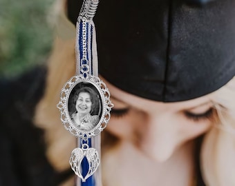 Memorial Tassel For Graduation 2025 Graduation Tassel Charm With Photo And Angel Wings,personalised Graduation Tassel,2025 Graduation Gift For Her,graduation Memorial Tassel Photo Charm