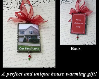 Photo Ornament, Picture Frame Keepsake, Memorial Photo, Christmas Ornament, First Home Gift, Photo Charm, House Warming, Wedding Gift