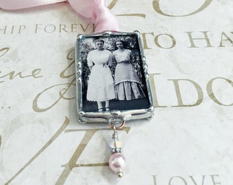 Wedding Bouquet Charm, Will You Be My Bridesmaid Charm, Soldered Glass, Personalized, Soldered Glass, Bride Gift, Memorial Charm