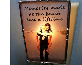 Photo Nightlight, Soldered Glass, Memorial Picture, Stained Glass Style, Charms, Mother's day gift, Personalized Memory, Stained Glass Style