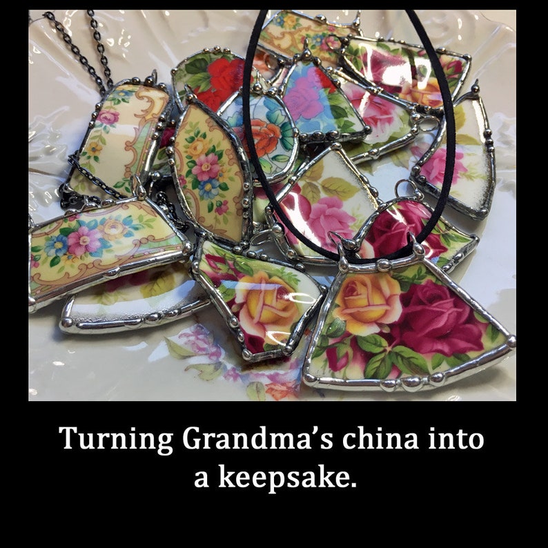Broken China Pendant Made To Order With Your China Dish, Plate or Other Piece image 1