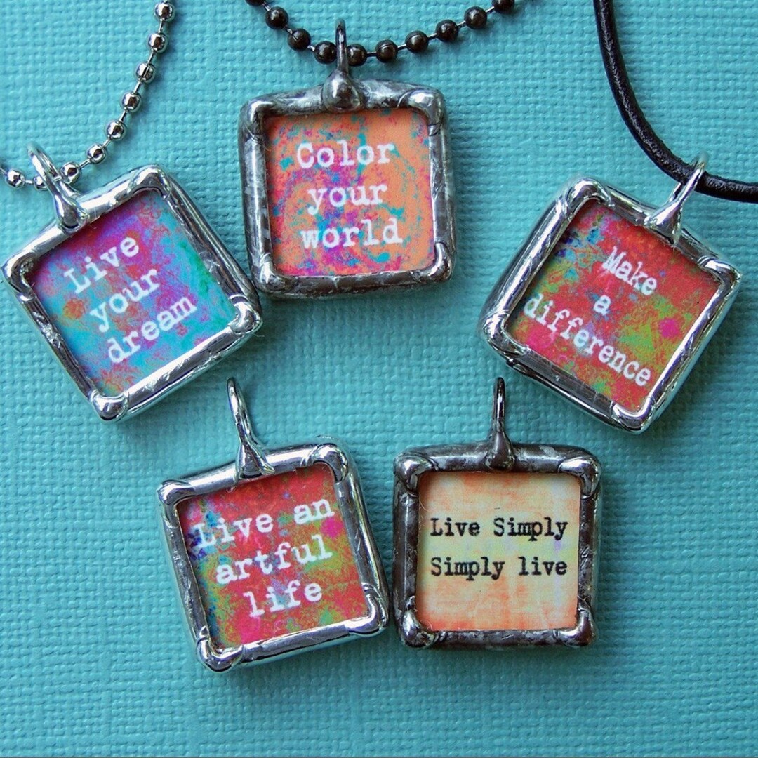 Soldered Art Charm Initial Pendant Soldered Glass Pendant Etsy