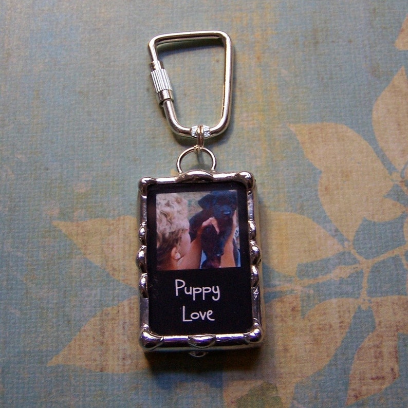 Soldered Glass Photo Keychain, Memory Pendant, Two sided picture charm, Made with your photo and wording, Mother's day gift image 4