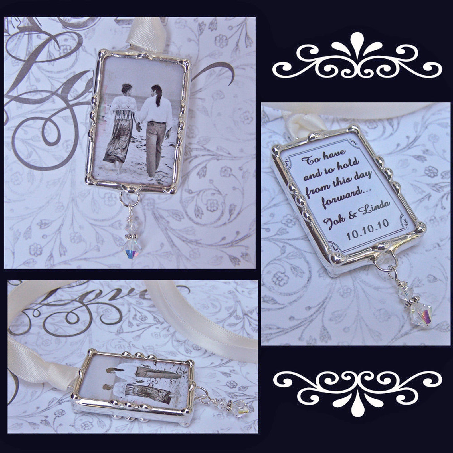 Bridal Bouquet Charm Wedding Memorial Charm Photo Pendant Etsy