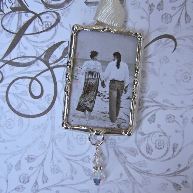 Bridal Bouquet Charm, Wedding Memorial Charm, Photo Pendant, Picture Charm, Remembrance Photo image 2