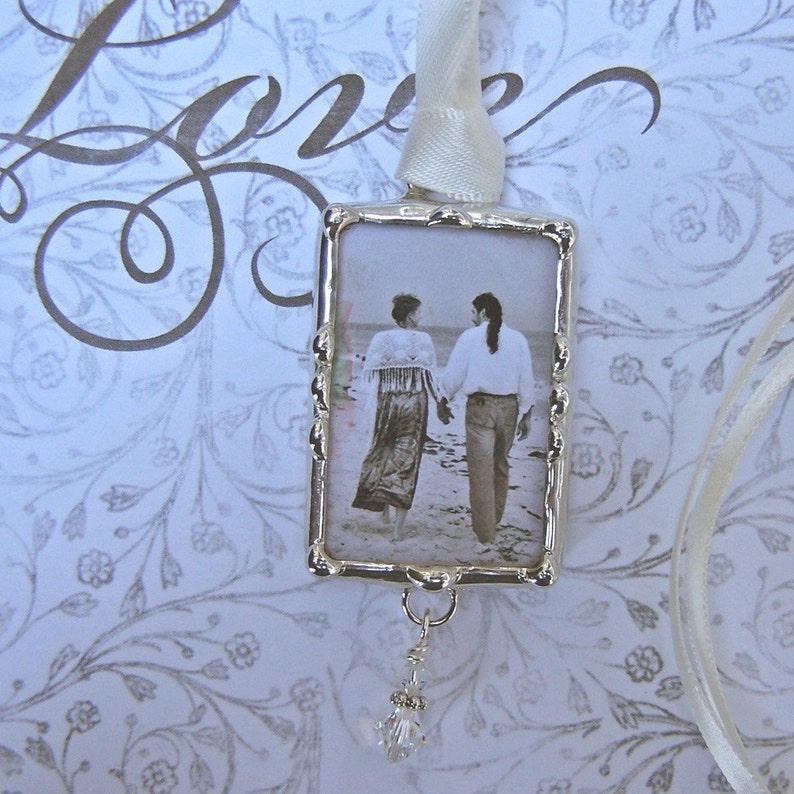 Bridal Bouquet Charm, Wedding Memorial Charm, Photo Pendant, Picture Charm, Remembrance Photo image 4